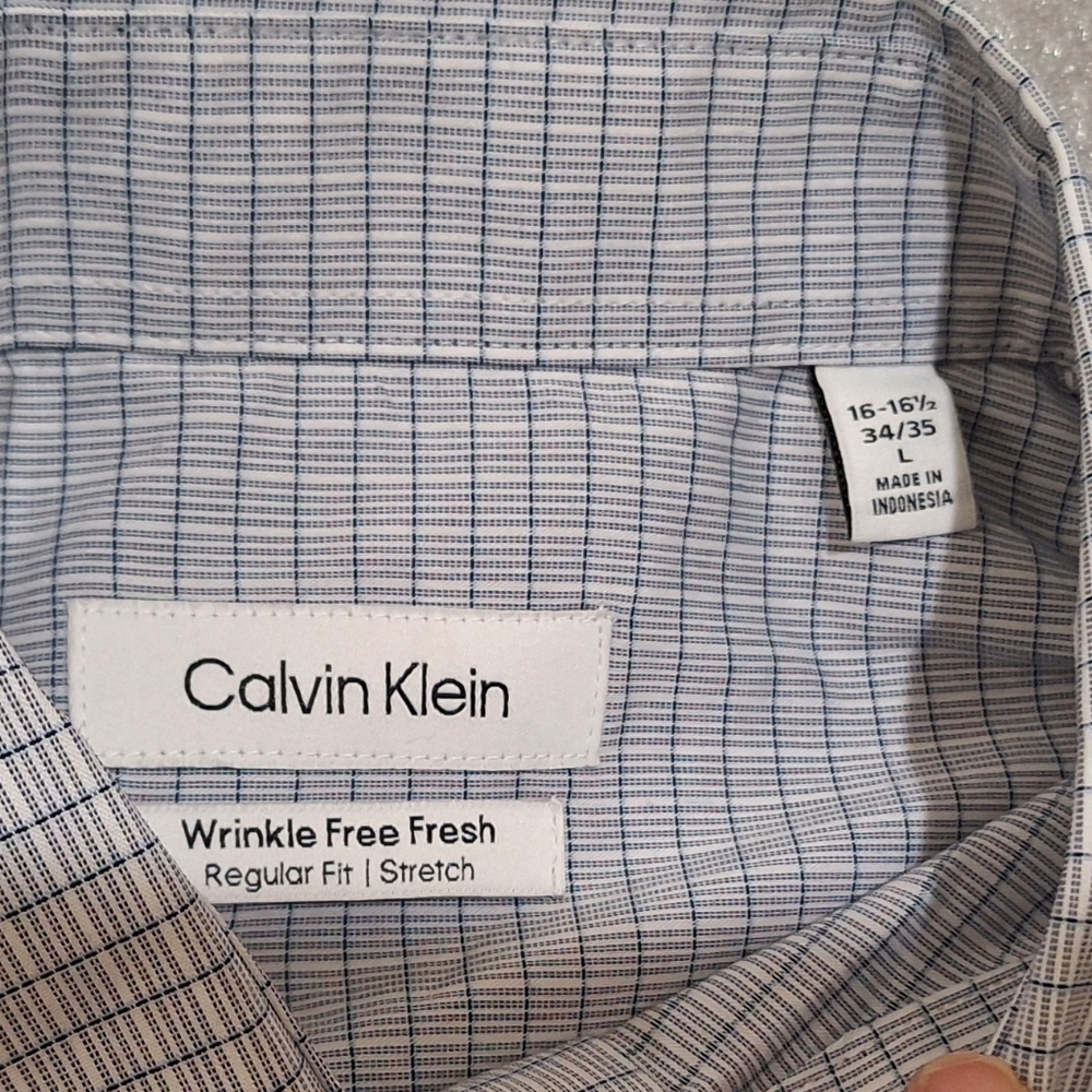 Calvin Klein NWOT Men's Blue Dress Shirt - Picture 5 of 6